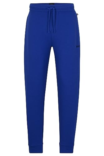 BOSS Herren Waffle Pants Cuff Pyjama-Hose aus Baumwoll-Mix mit Logo-Stickerei Blau S von BOSS