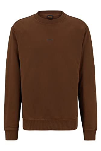 BOSS Herren Wefade Sweatshirt aus French Terry mit Rundhalsausschnitt und mehrschichtigem Logo Braun M von BOSS
