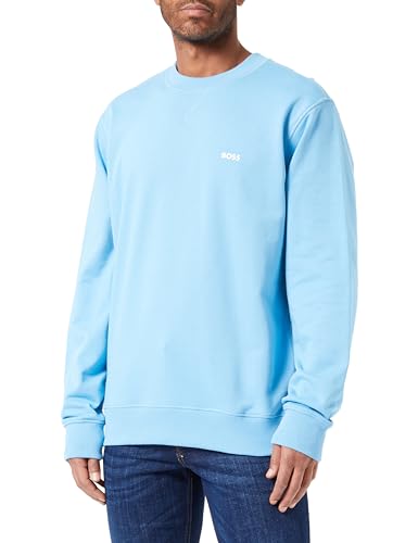 BOSS Herren Wemetamesh Sweatshirt aus Baumwoll-Terry mit Artwork der Saison Hellblau XXL von BOSS