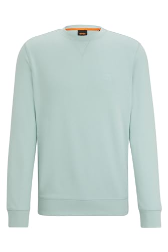 BOSS Herren Westart Relaxed-Fit Sweatshirt aus Baumwoll-Terry mit Logo-Aufnäher Türkis M von BOSS