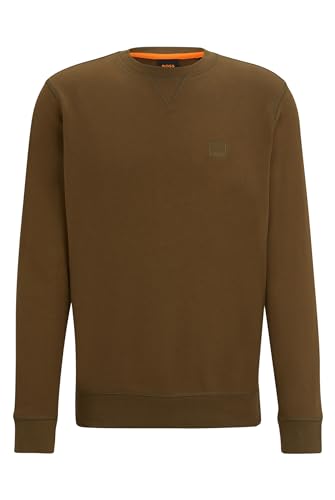 BOSS Herren Westart Relaxed-Fit Sweatshirt aus Baumwoll-Terry mit Logo-Aufnäher Hellgrün L von BOSS