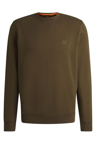 BOSS Herren Westart Relaxed-Fit Sweatshirt aus Baumwoll-Terry mit Logo-Aufnäher Hellgrün S von BOSS