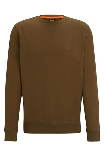 BOSS Herren Westart Relaxed-Fit Sweatshirt aus Baumwoll-Terry mit Logo-Aufnäher Hellgrün XL von BOSS