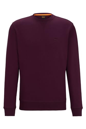 BOSS Herren Westart Relaxed-Fit Sweatshirt aus Baumwoll-Terry mit Logo-Aufnäher Lila L von BOSS