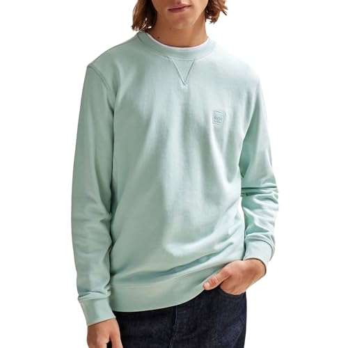 BOSS Herren Westart Relaxed-Fit Sweatshirt aus Baumwoll-Terry mit Logo-Aufnäher Türkis L von BOSS