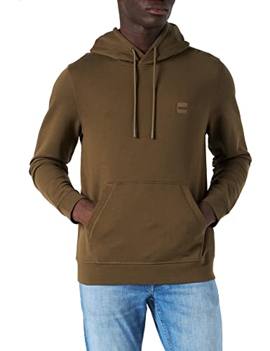 BOSS Herren Wetalk Hoodie aus Baumwoll-Terry mit Logo-Aufnäher Dunkelgrün XL von BOSS