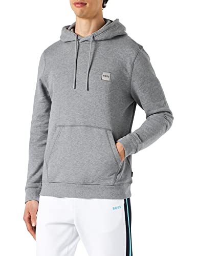 BOSS Herren Wetalk Hoodie aus Baumwoll-Terry mit Logo-Aufnäher Hellgrau L von BOSS