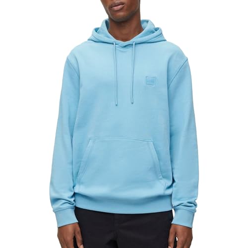 BOSS Herren Wetalk Hoodie aus Baumwoll-Terry mit Logo-Aufnäher Hellblau S von BOSS