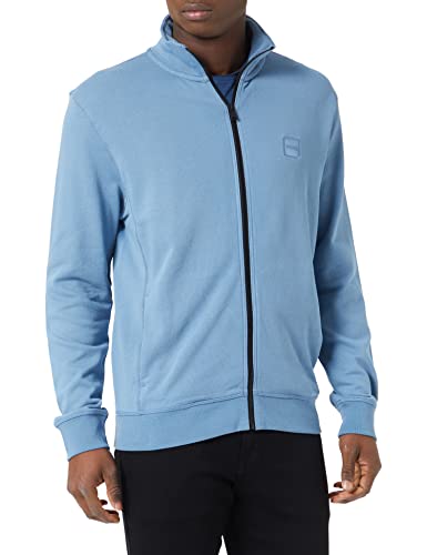 BOSS Herren Zestart Relaxed-Fit Jacke aus French Terry mit Logo-Aufnäher Hellblau M von BOSS