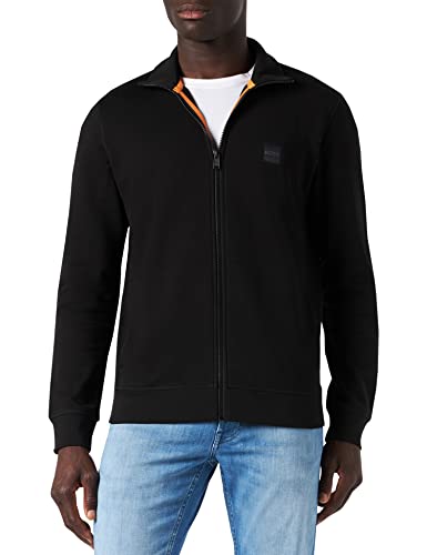 BOSS Herren Zestart Jacke aus Baumwoll-Terry mit Reißverschluss und Logo-Aufnäher Schwarz S von BOSS