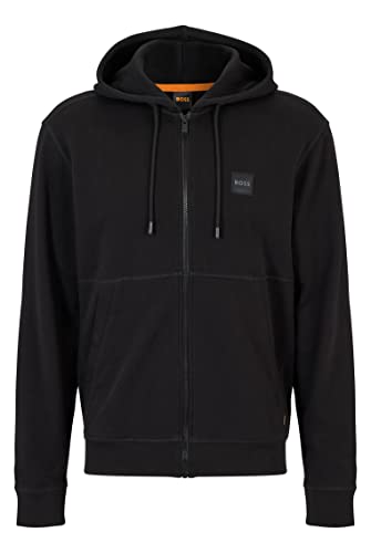 BOSS Herren Zetalky Kapuzenjacke aus Baumwoll-Terry mit Logo-Aufnäher Schwarz S von BOSS