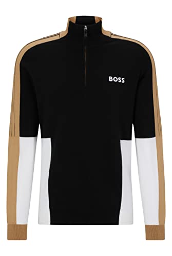 BOSS Herren Zolkar Troyer aus Baumwoll-Mix im Colour-Block-Design Schwarz L von BOSS