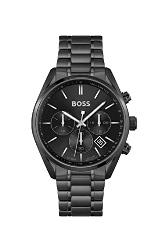 BOSS Chronograph Quarz Uhr für Herren mit Schwarzes Edelstahlarmband - 1513960 von BOSS