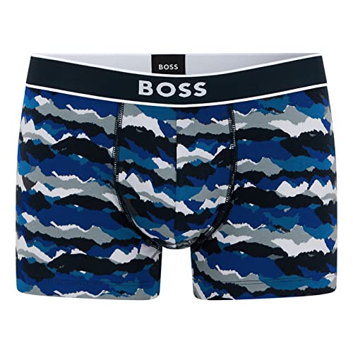 BOSS Hugo Herren Boxer Unterhose Shorts Trunk 24 Print, Farbe:Blau, Größe:XL, Artikel:-432 Bright Blue Print von BOSS