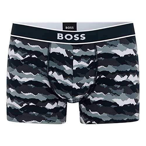 BOSS Hugo Herren Boxer Unterhose Shorts Trunk 24 Print, Farbe:Grau, Größe:L, Artikel:-052 Pastel Grey Print von BOSS