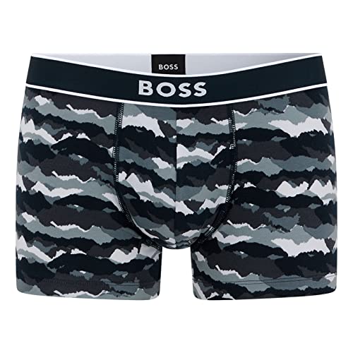BOSS Hugo Herren Boxer Unterhose Shorts Trunk 24 Print, Farbe:Grau, Größe:M, Artikel:-052 Pastel Grey Print von BOSS