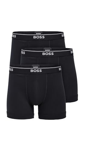 BOSS Mens 3er-Pack Boxershorts aus Baumwolle Slip, Midnight Black, Small von BOSS