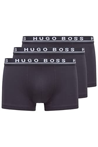 BOSS Herren Trunk 3P CO/EL Dreier-Pack Boxershorts aus Stretch-Baumwolle mit Logo am Bund,S,Blau (Open Blue 480) von HUGO BOSS