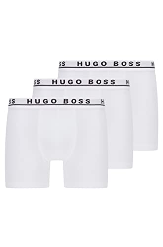 BOSS Hugo Herren Boxershorts Unterhosen Boxer Brief 50325404 3er Pack (XL, White (-100)) von BOSS