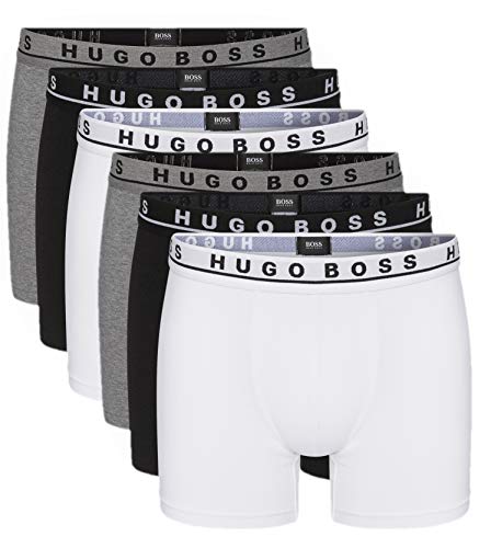 BOSS Hugo Herren Boxershorts Unterhosen Boxer Brief 50325404 6er Pack, Farbe:Mehrfarbig;Wäschegröße:XL;Artikel:-999 Black/Grey/White von HUGO BOSS