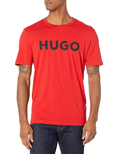 Hugo Boss Herren Kurzärmliges aufgedrucktem Logo T-Shirt, Festliches Rot, X-Groß von HUGO