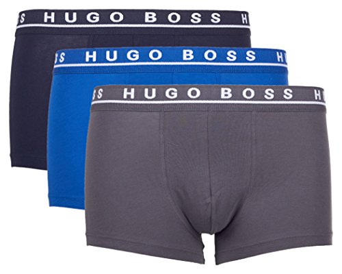 BOSS Hugo Boss Herren Retroshorts Boxer FN Solid, 3er Pack, , Gr. X-Large, Mehrfarbig Blau (Open Blue 487) von HUGO BOSS