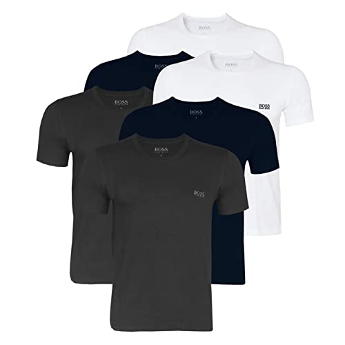 BOSS Hugo Herren T-Shirts Business Shirts Crew Neck 50325887 6er Pack, Größe:2XL, Artikel:-961 White/Navy/Grey von BOSS