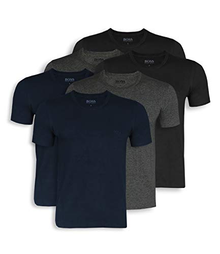 BOSS Hugo Herren T-Shirts Business Shirts Crew Neck 50325887 6er Pack, Größe:M, Artikel:-974 Olive/Blue/Black von BOSS