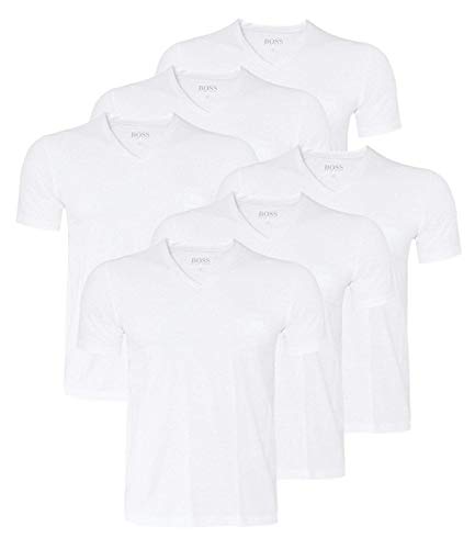 BOSS Hugo Herren T-Shirts Business Shirts V-Neck 50325389 6er Pack, Farbe:Weiß;Größe:2XL;Artikel:-100 White von HUGO BOSS