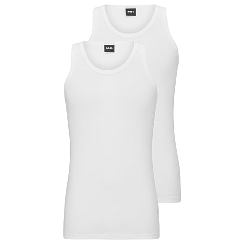 BOSS Hugo Herren Tank Top 2p Co/EL 10194356 01 Unterwäsche, Weiss/opulenter Garten, XX-Large von BOSS