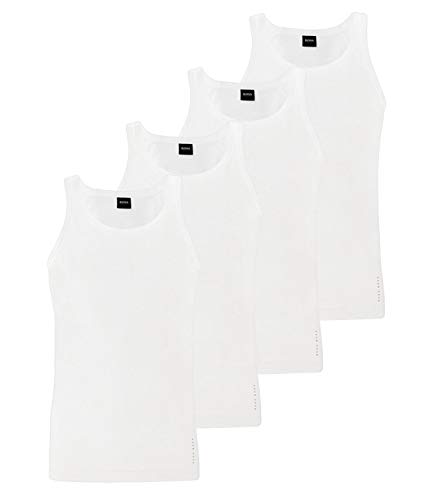 HUGO BOSS Herren Tank Tops Unterhemden Stretch Cotton Slim Fit 50325406 4er Pack, Farbe:Weiß, Artikel:50325406-100 White_A, Wäschegröße:2XL von HUGO BOSS