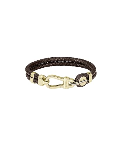 BOSS Jewelry Armband für Herren Kollektion ARES PRIME mit Braunem Leder und Gold-Edelstahlverschluss - 1580700M von BOSS