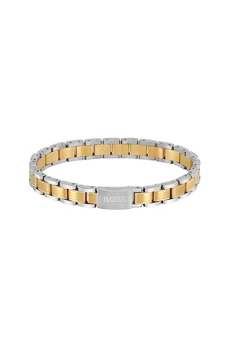 BOSS Jewelry Armband mit Knebelverschluss für Herren Kollektion METAL LINKS ESSENTIALS aus Edelstahl, Schwarz, Blau und Gelbgold von BOSS
