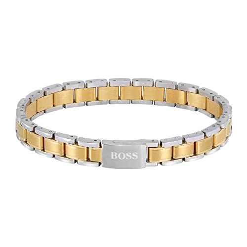 BOSS Jewelry Armband mit Knebelverschluss für Herren Kollektion METAL LINKS ESSENTIALS aus Edelstahl, Schwarz, Blau und Gelbgold von BOSS