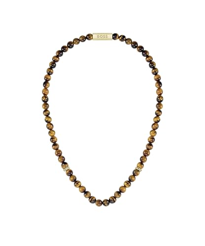 BOSS Jewelry Halskette für Herren Kollektion SPHERE STONES Mit Tigerauge Steinen - 1580663 von BOSS