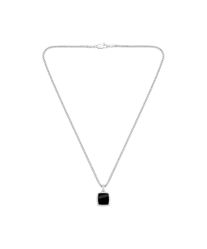 BOSS Jewelry Halskette mit Anhänger für Herren Kollektion ODELL in Edelstahl Mit Schwarzem Onyx - 1580648 von BOSS