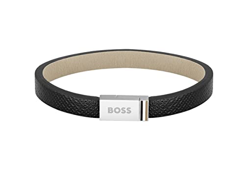 BOSS Jewelry Lederarmband für Herren Kollektion JACE Schwarz - 1580336M von BOSS