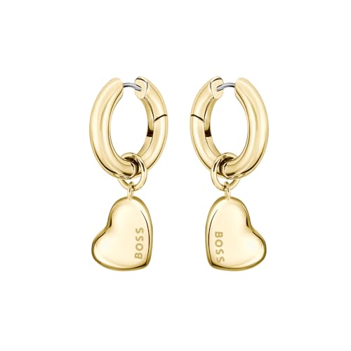 BOSS Jewelry Ohrringe für Damen Kollektion HONEY LOVE aus Gelbgold mit einem Herz-Anhänger - 1580641 von BOSS