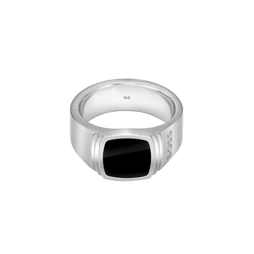 BOSS Jewelry ring für Herren Kollektion ODELL in Edelstahl Mit Schwarzem Onyx von BOSS