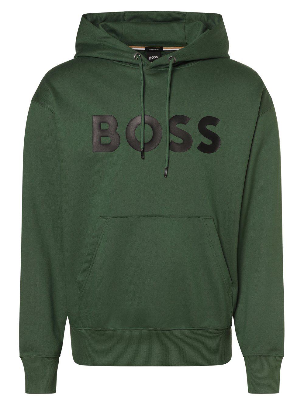 BOSS Kapuzenpullover Herren Baumwolle bedruckt, grün von BOSS