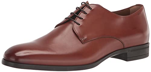 BOSS Kensington Herren-Derby-Schuh aus glattem Leder, Glattes Dunkelbraun, 41.5 EU von BOSS