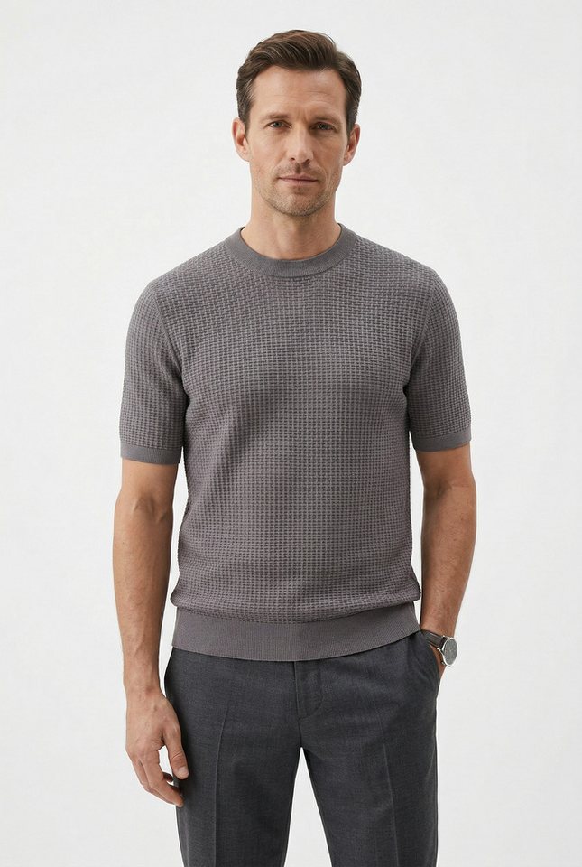 BOSS Kurzarmpullover Nilton Premium Menswear Business-Casual-Look, Strukturstrick-Material von BOSS