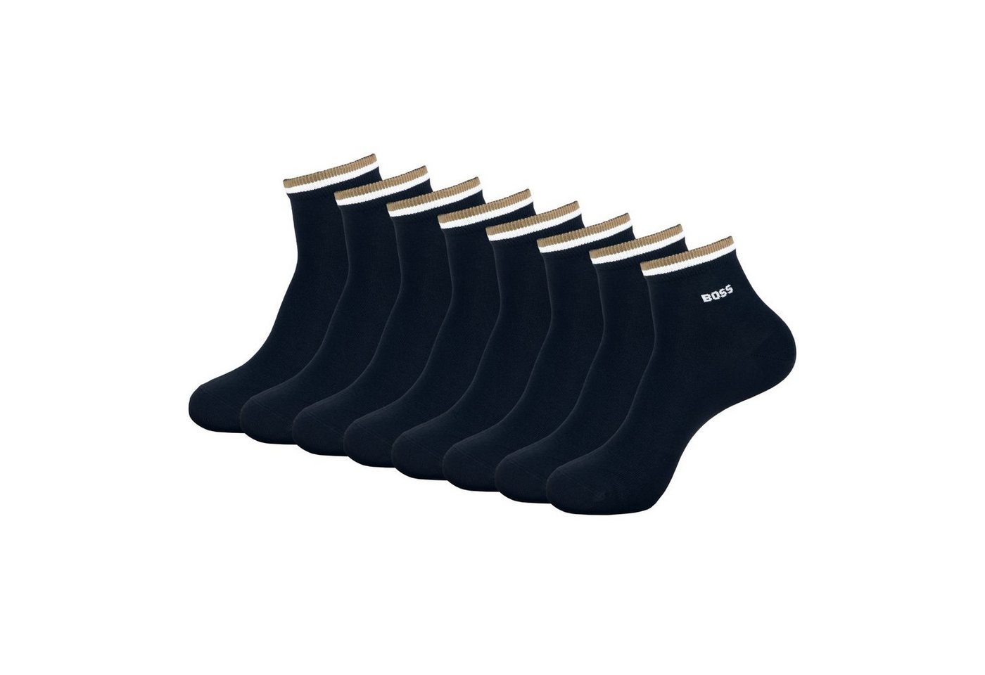BOSS Kurzsocken SH Socks Stripe CC (4-Paar) mit BOSS Logo am Bund von BOSS