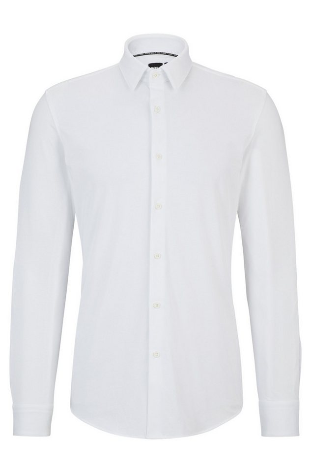 BOSS Langarmhemd Hemd aus Baumwoll-Jersey mit Performance-Stretch - Slim Fit von BOSS