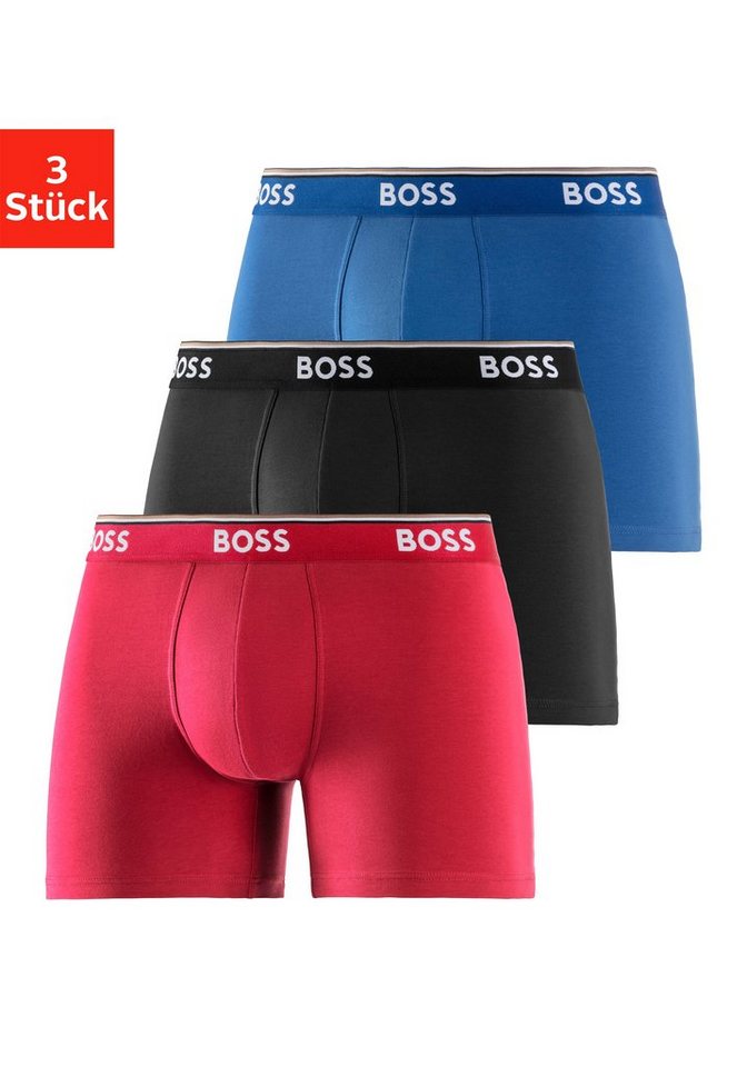 BOSS Langer Boxer Brief 3 PACK mit farblich passendem Webbund von BOSS
