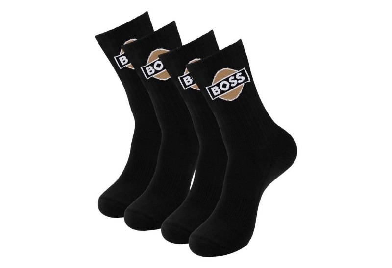 BOSS Langsocken QS Rib badge CC (2-Paar) mit kontrastfarbenem Logo von BOSS