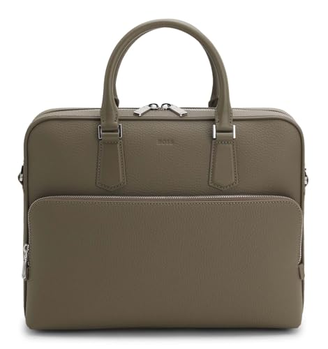 BOSS Leder Businesstasche Schultertasche New Crosstown Document Case Open Brown taupe von BOSS