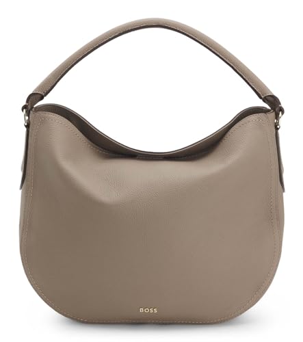 BOSS Leder Schultertasche Lenah New Shoulder Bag Open Brown taupe von BOSS