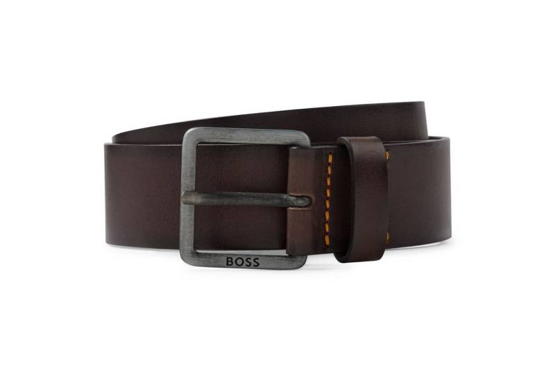 BOSS Ledergürtel Jeeko mit Dornschließe aus dunklem Ruthenium von BOSS