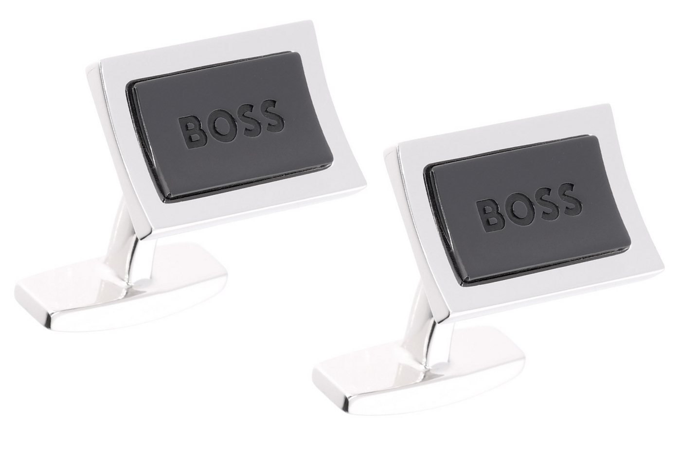 BOSS Manschettenknöpfe Schwarz/Silber B-Handle-Cuf von BOSS